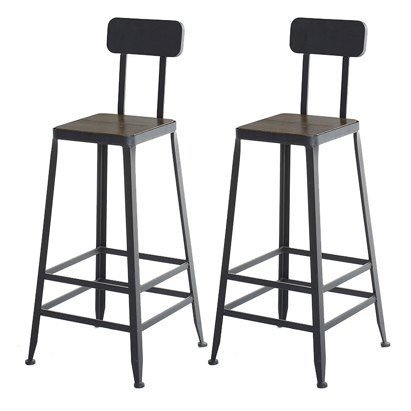 Industrial Bar and Counter Stool Low Back Stool with 4 Metal Legs