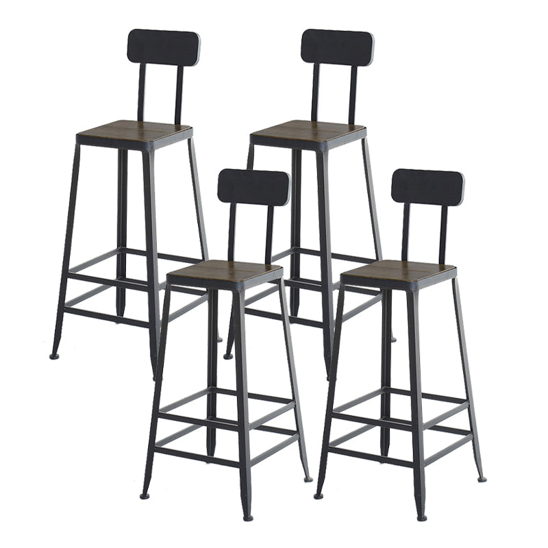 Industrial Bar and Counter Stool Low Back Stool with 4 Metal Legs