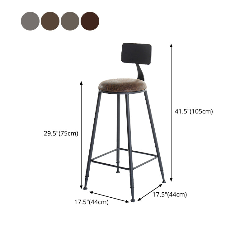 Industrial Bar and Counter Stool Low Back Stool with 4 Metal Legs