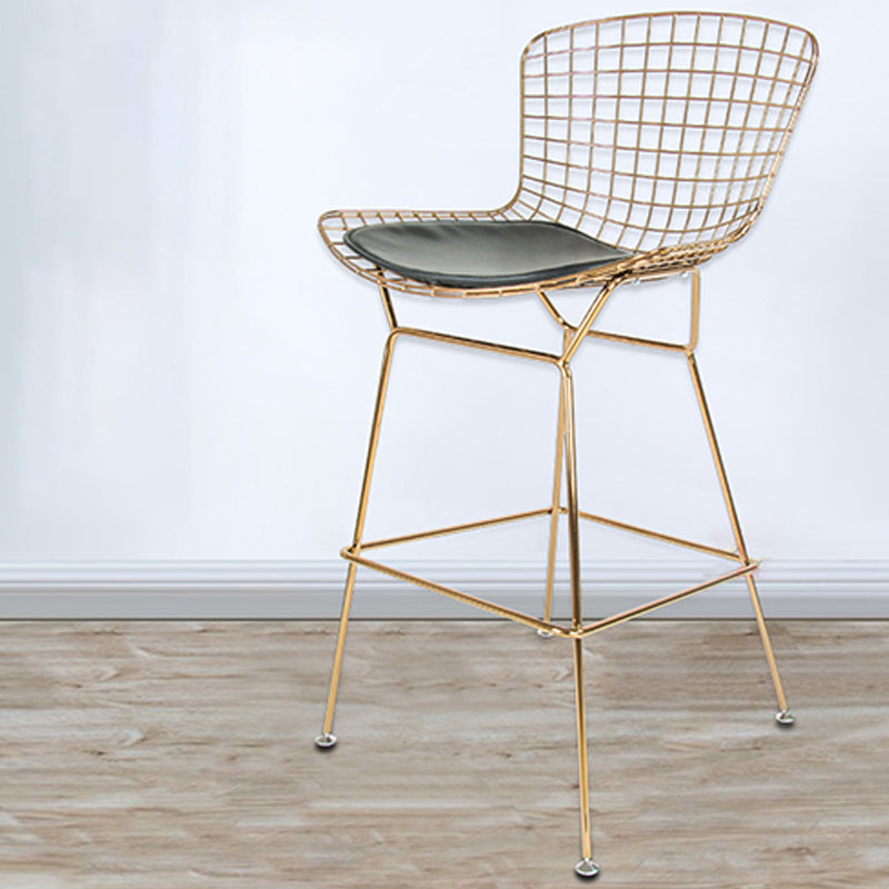 Contemporary Rectangle Bar and Counter Stool Metal Stool with 4 Legs