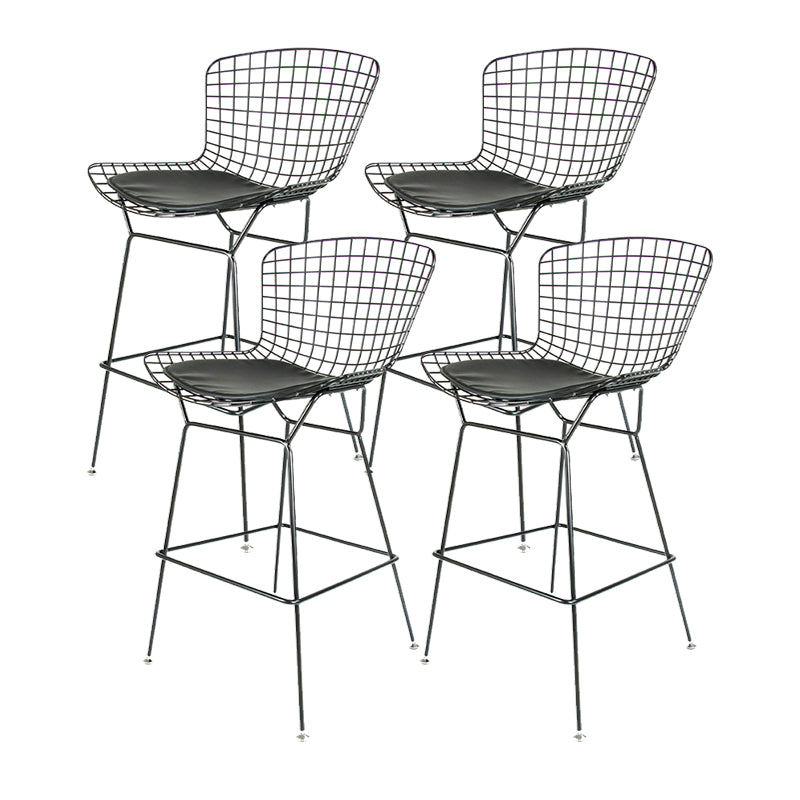Contemporary Rectangle Bar and Counter Stool Metal Stool with 4 Legs