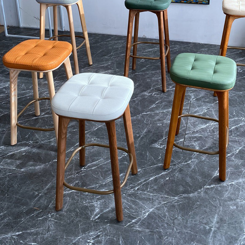 Modern Style Bar-stool PU Leather Counter Bar Stool with Wooden Legs