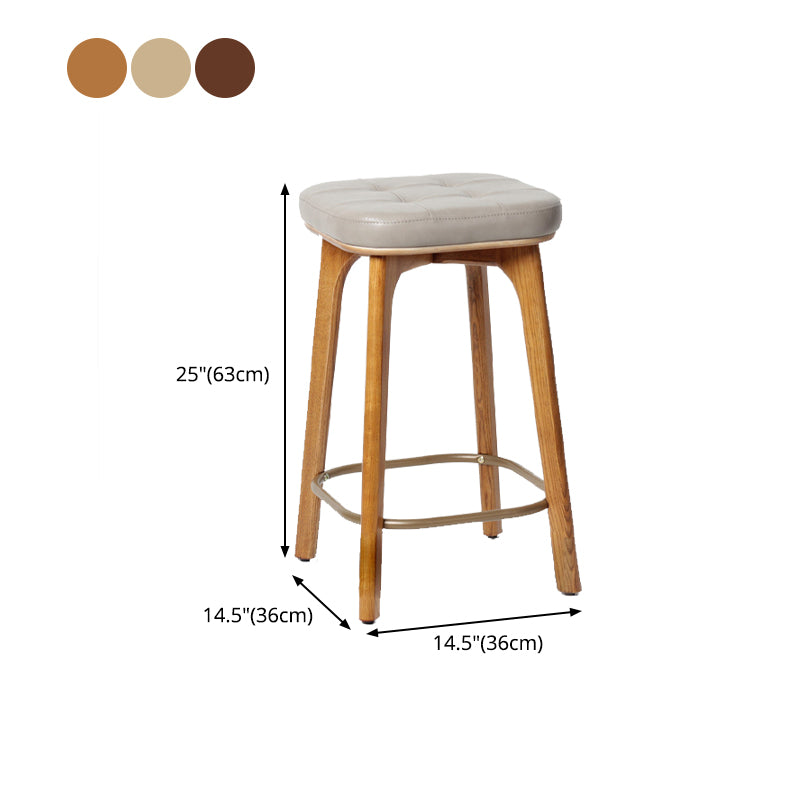Modern Style Bar-stool PU Leather Counter Bar Stool with Wooden Legs