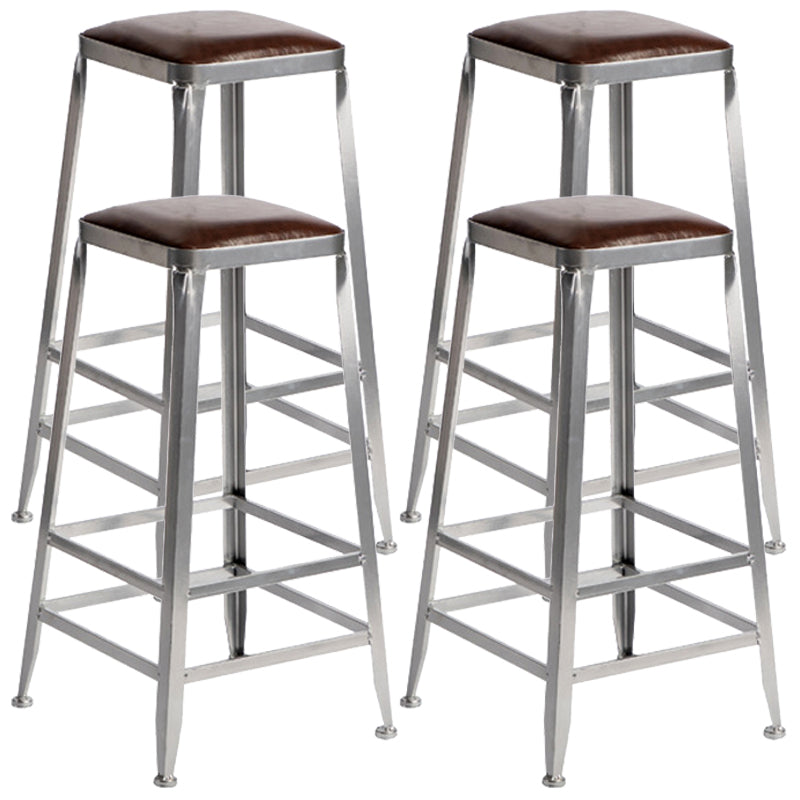 Industrial Leather Bar and Counter Stool Metal Stool with 4 Legs