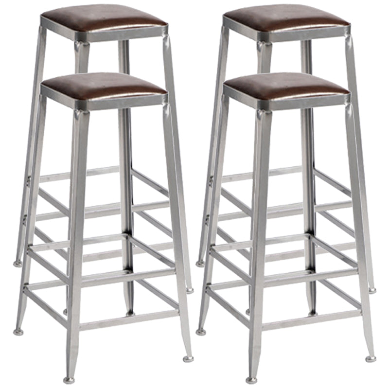 Industrial Leather Bar and Counter Stool Metal Stool with 4 Legs