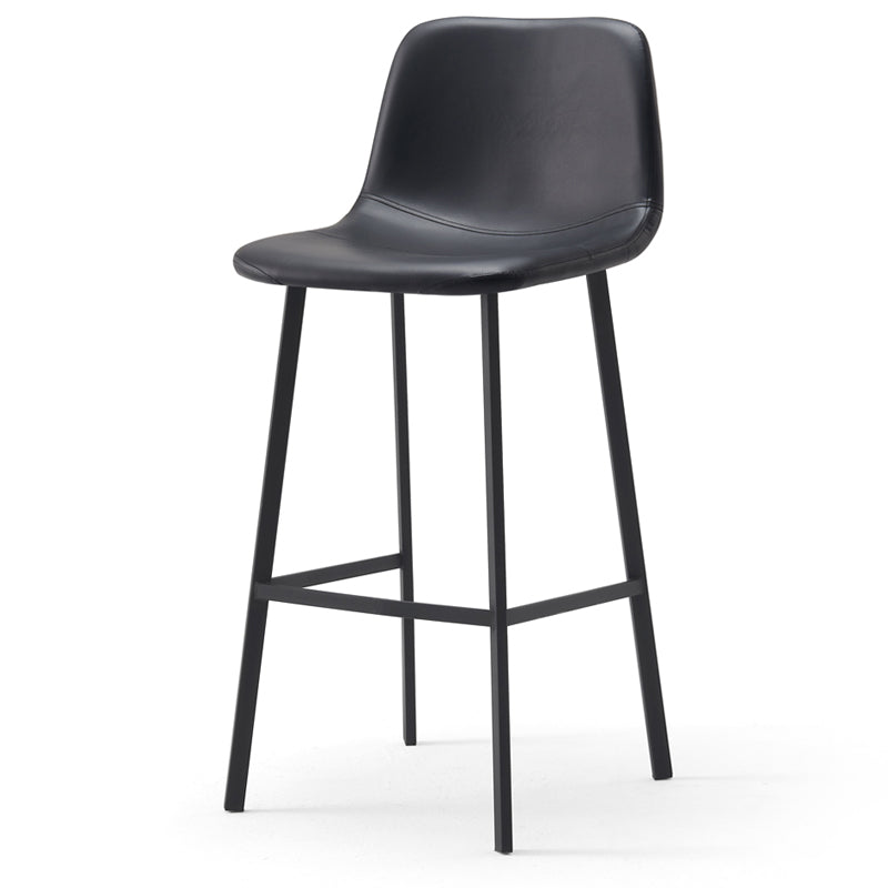 Contemporary Design Leather Counter Stool Low Back Armless Stools with Metal Base