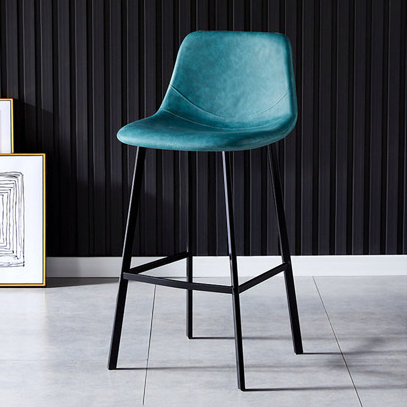 Contemporary Design Leather Counter Stool Low Back Armless Stools with Metal Base