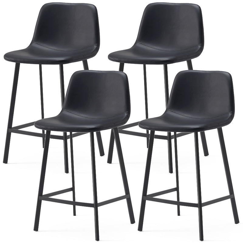 Contemporary Design Leather Counter Stool Low Back Armless Stools with Metal Base