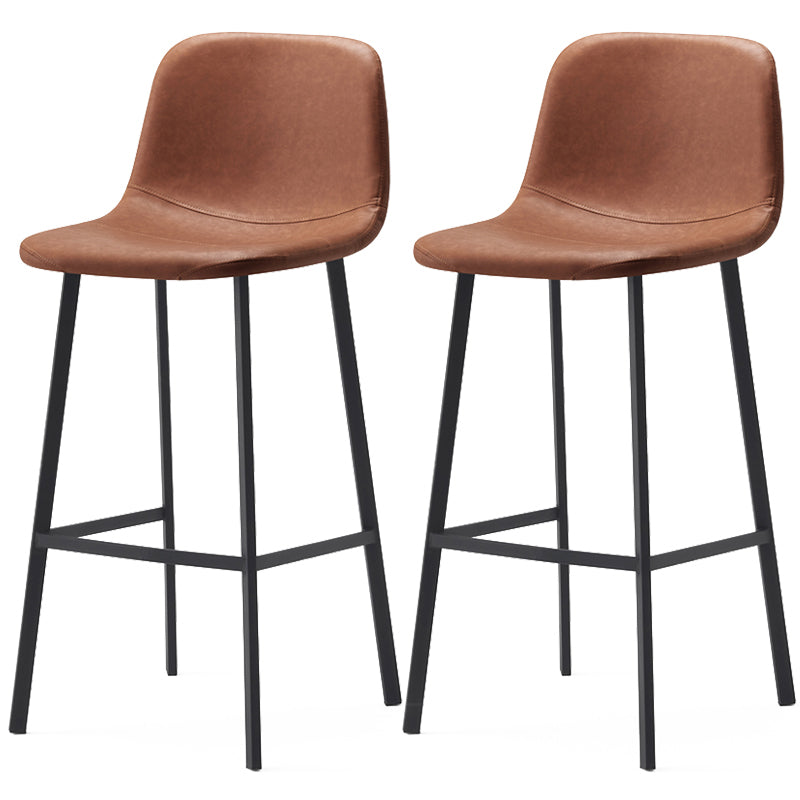 Contemporary Design Leather Counter Stool Low Back Armless Stools with Metal Base