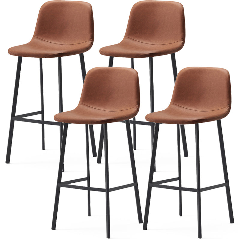 Contemporary Design Leather Counter Stool Low Back Armless Stools with Metal Base