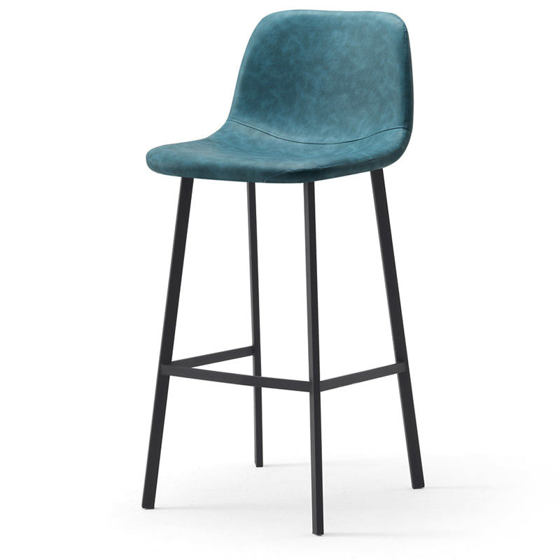 Contemporary Design Leather Counter Stool Low Back Armless Stools with Metal Base