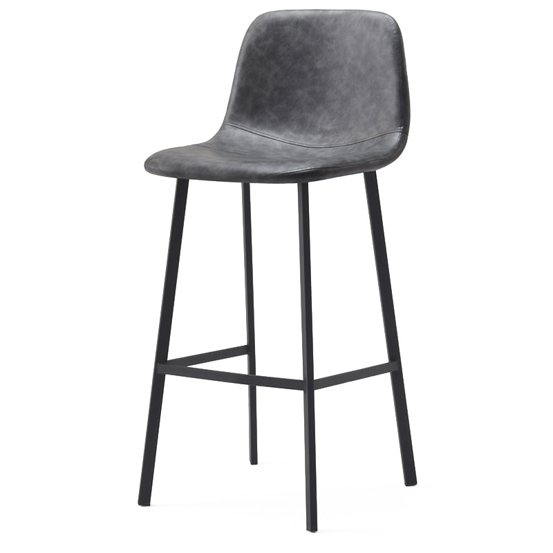 Contemporary Design Leather Counter Stool Low Back Armless Stools with Metal Base