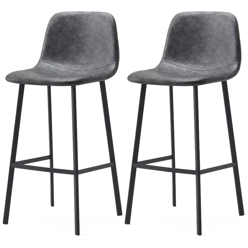 Contemporary Design Leather Counter Stool Low Back Armless Stools with Metal Base
