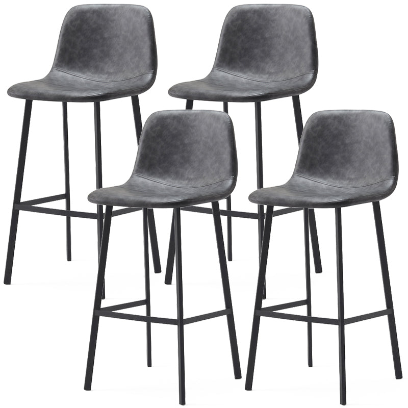 Contemporary Design Leather Counter Stool Low Back Armless Stools with Metal Base