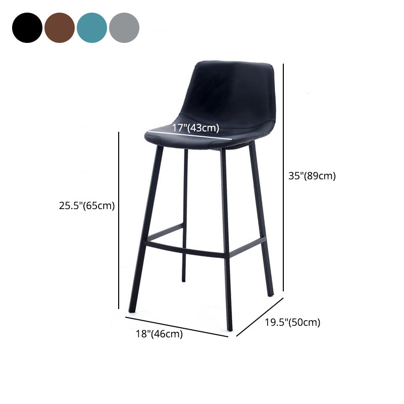 Contemporary Design Leather Counter Stool Low Back Armless Stools with Metal Base