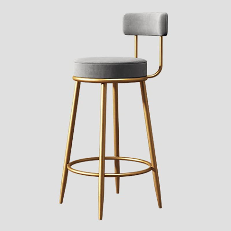 Nordic Glam Style Bar Stool Round Counter Bar Stool with Metal Legs