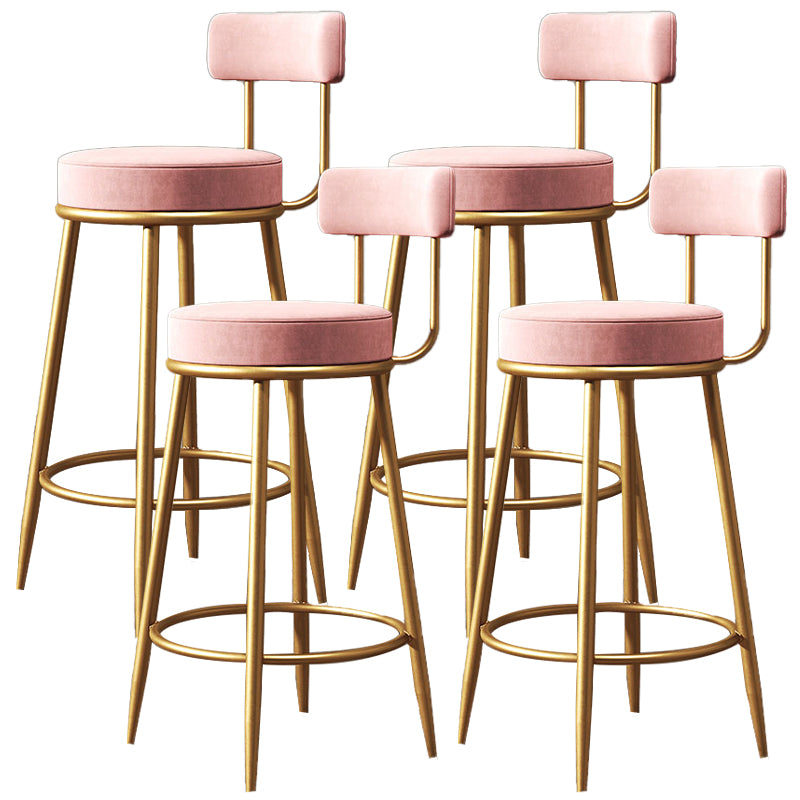 Nordic Glam Style Bar Stool Round Counter Bar Stool with Metal Legs