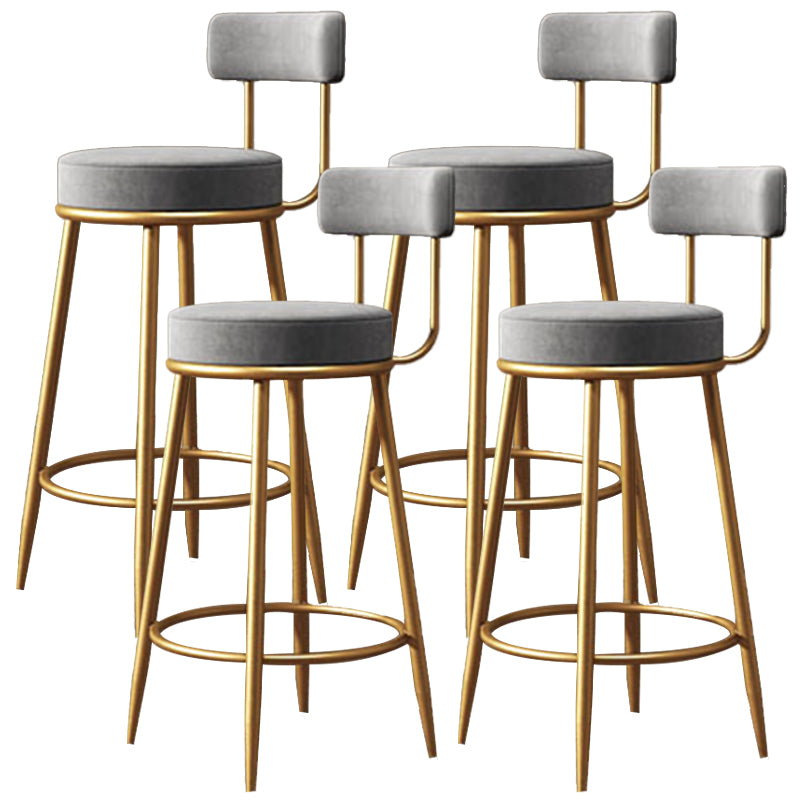Nordic Glam Style Bar Stool Round Counter Bar Stool with Metal Legs