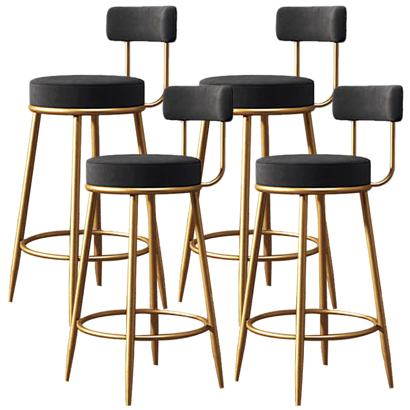Nordic Glam Style Bar Stool Round Counter Bar Stool with Metal Legs