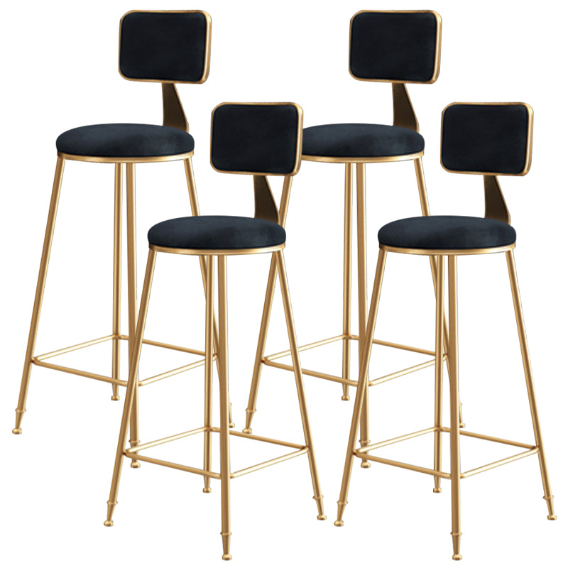 Nordic Glam Bar Stool Round Counter Bar-Stool with Metal Legs