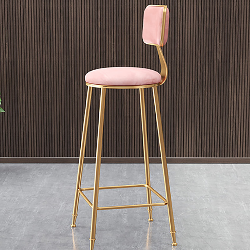Nordic Glam Bar Stool Round Counter Bar-Stool with Metal Legs