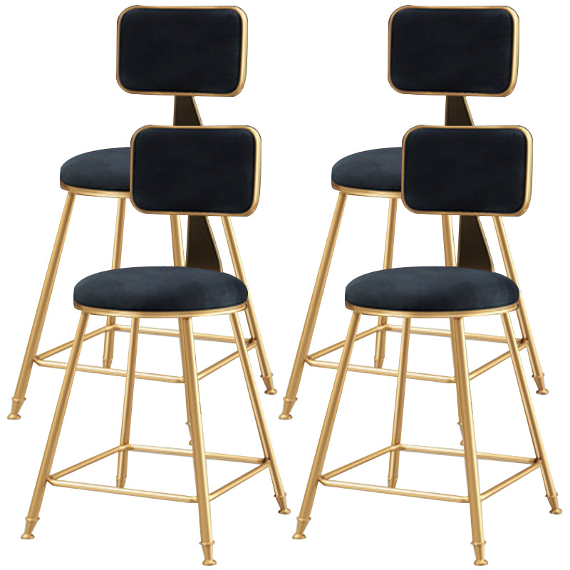 Nordic Glam Bar Stool Round Counter Bar-Stool with Metal Legs