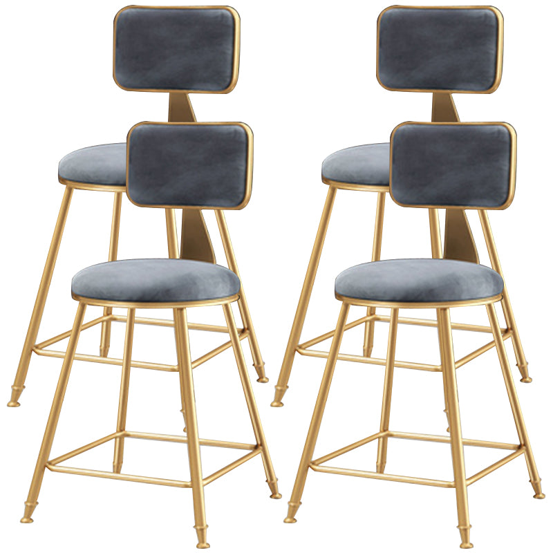 Nordic Glam Bar Stool Round Counter Bar-Stool with Metal Legs