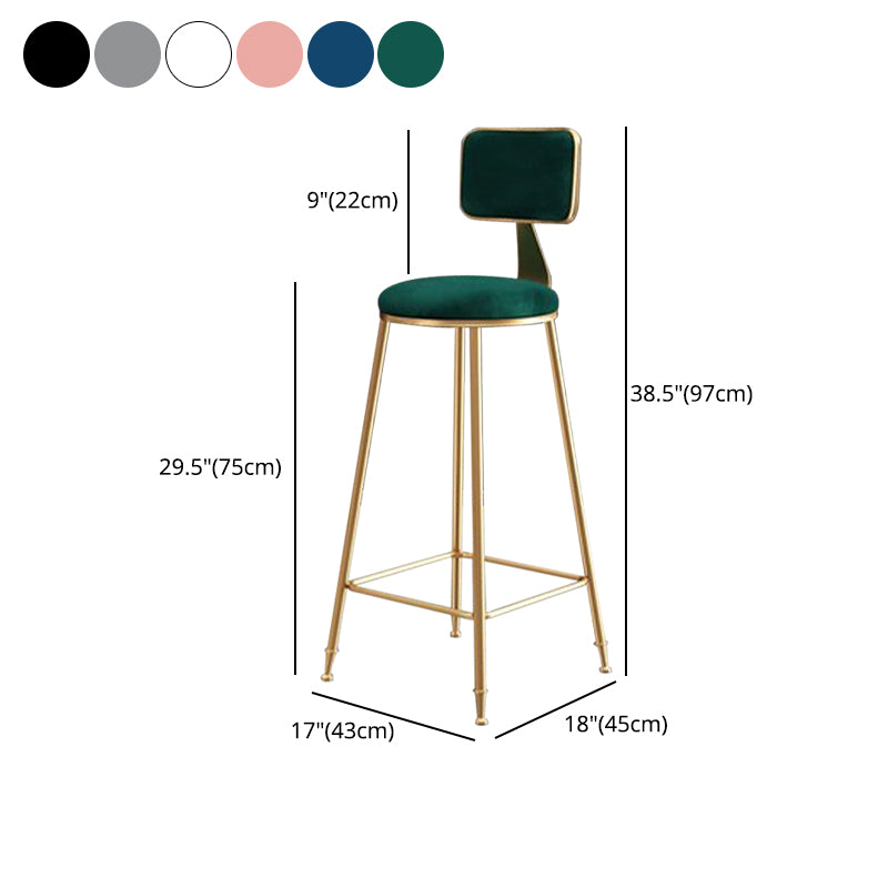 Nordic Glam Bar Stool Round Counter Bar-Stool with Metal Legs