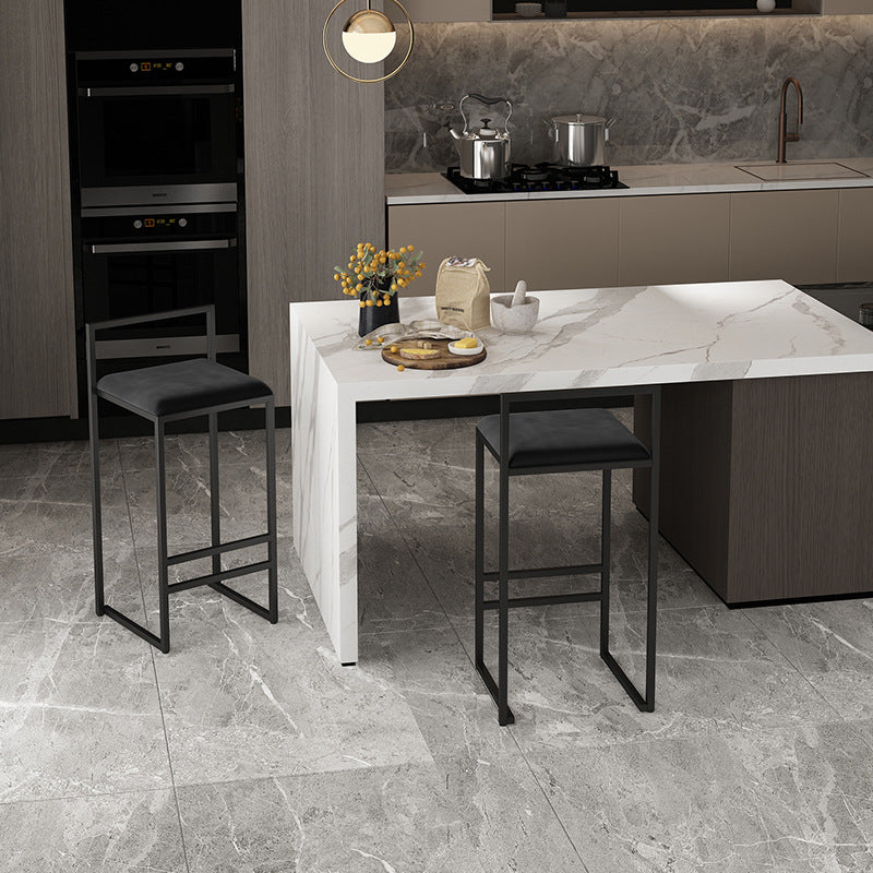 Contemporary Bar and Counter Stool Low Back Stool with Sled Base