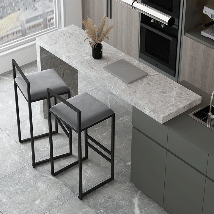 Contemporary Bar and Counter Stool Low Back Stool with Sled Base