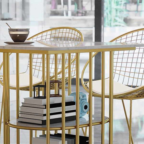 Rectangle White Dining Table Traditional Luxury Table with Gold Frame for Dining Room
