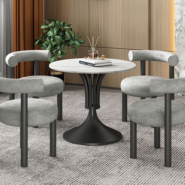Round Luxury Style Dining Table Fixed Table with Sintered Stone