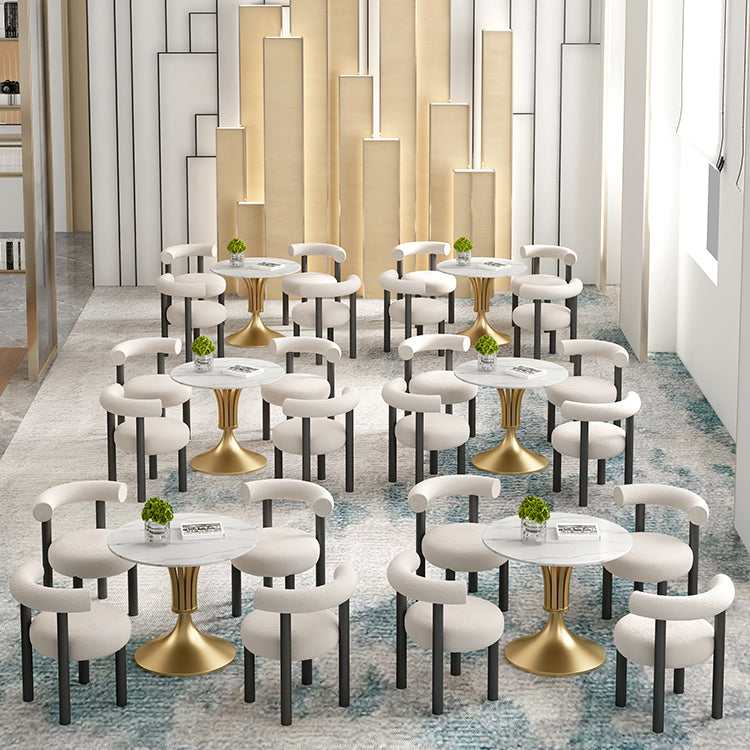 Round Luxury Style Dining Table Fixed Table with Sintered Stone