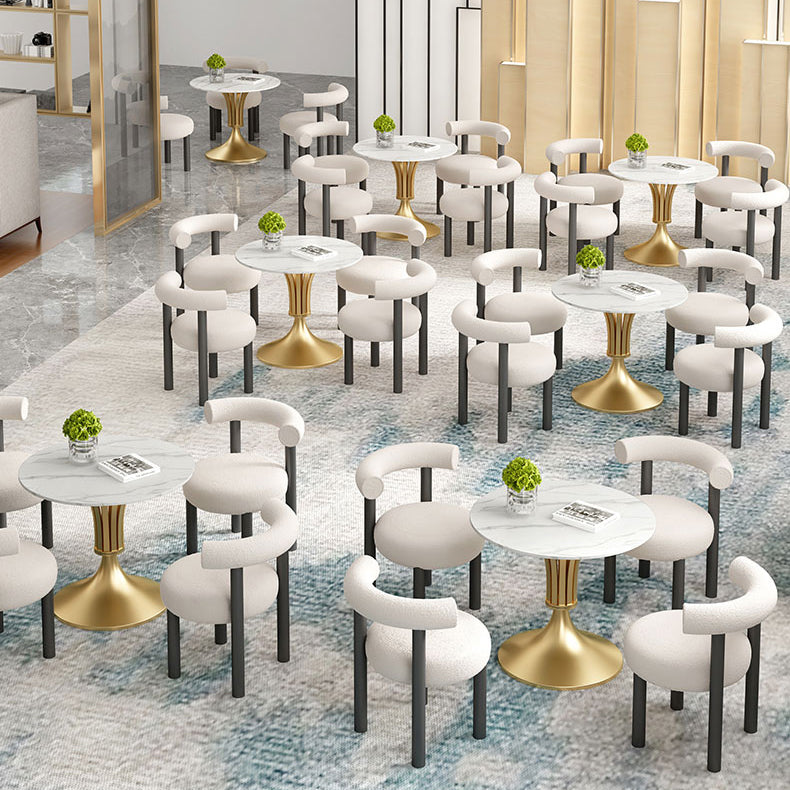 Round Luxury Style Dining Table Fixed Table with Sintered Stone