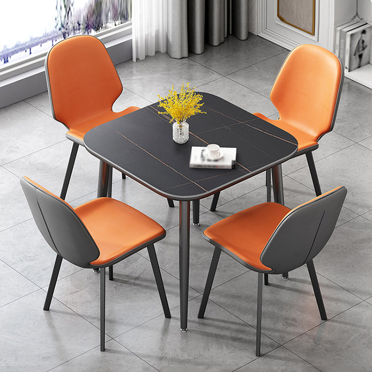 31.5-inch Metal Industrial Dining Table Sintered Stone Top Table with 4 Legs