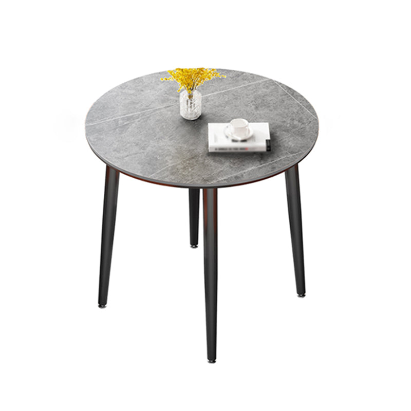 31.5-inch Metal Industrial Dining Table Sintered Stone Top Table with 4 Legs