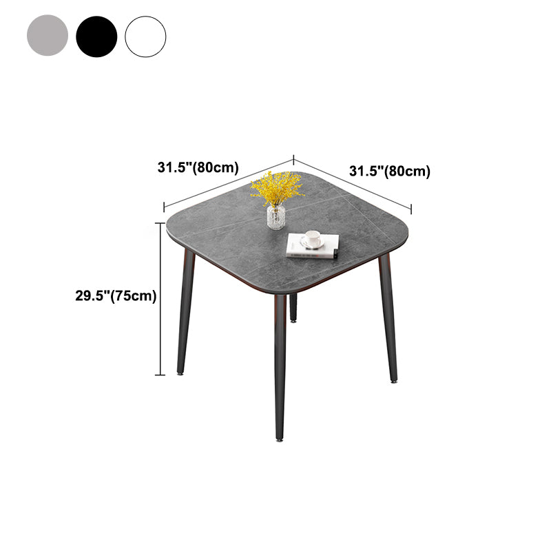 31.5-inch Metal Industrial Dining Table Sintered Stone Top Table with 4 Legs