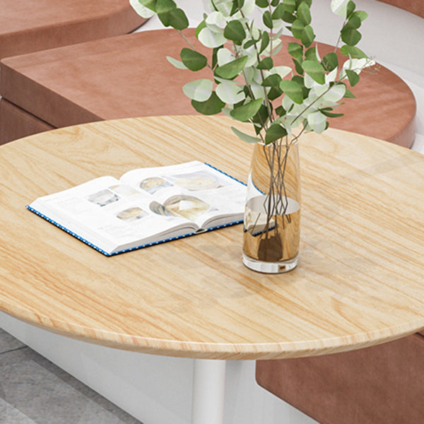 Metal Modern Round Dining Table Pine Wood Top Table for Kitchen