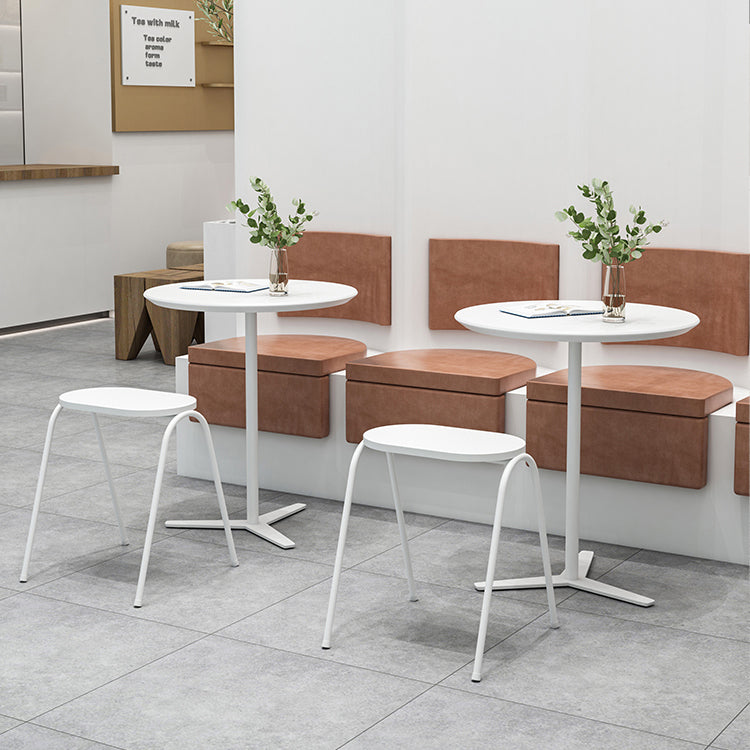 Metal Modern Round Dining Table Pine Wood Top Table for Kitchen