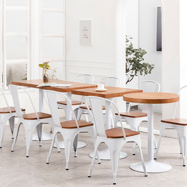 Metal Industrial Indoor Table Pine Solid Wood Top Table for Dining Room