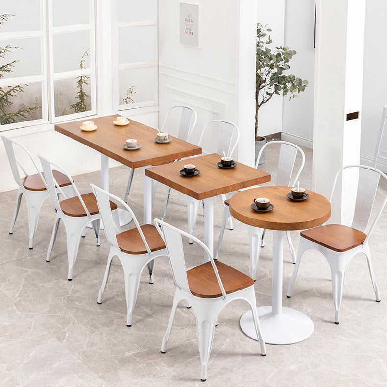 Metal Industrial Indoor Table Pine Solid Wood Top Table for Dining Room