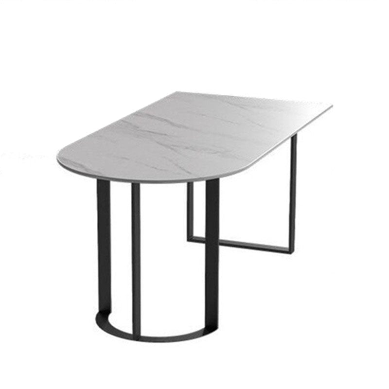 Sintered Stone Top Table with Double Pedestal Modern White Table for Restaurant