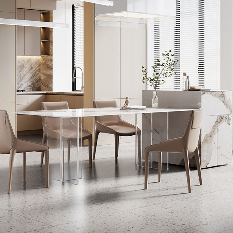 Modern Sintered Stone Dining Table Acrylic Dinner Room Kitchen Table