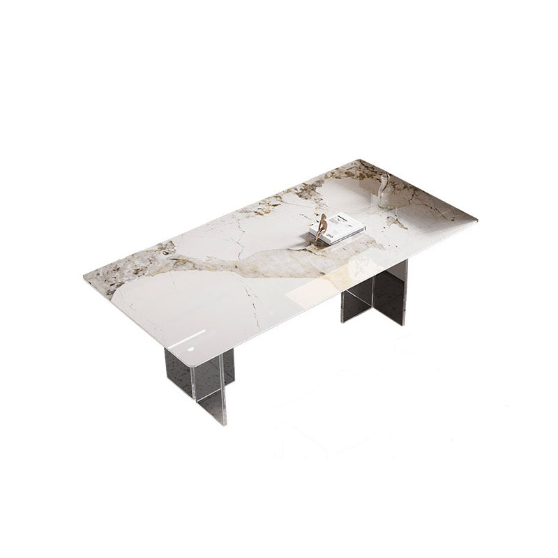 Modern Sintered Stone Dining Table Acrylic Dinner Room Kitchen Table