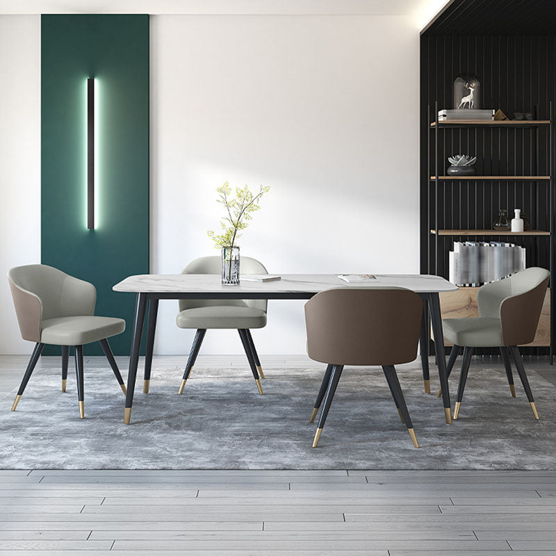 Modern Stone Rectangle Dining Table Home Kitchen Dinner Black Frame Dining Table