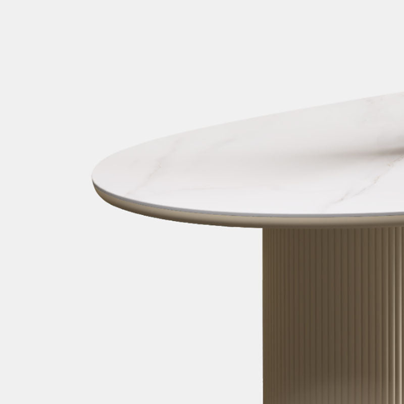 Modern Stone Top Dinette Table Oval Home Kitchen Dinner Tripod Dining Table