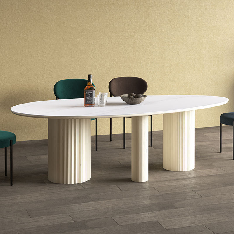 Modern Stone Top Dinette Table Oval Home Kitchen Dinner Tripod Dining Table