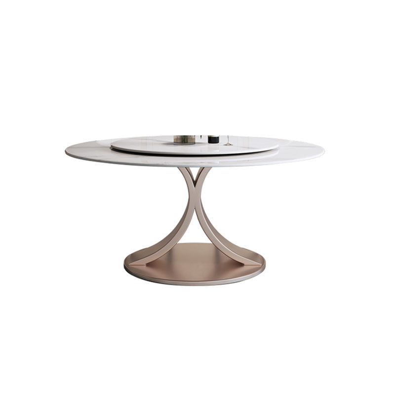 Modern Round Pedestal Dining Table Sintered Stone Home Convertible Dining Table
