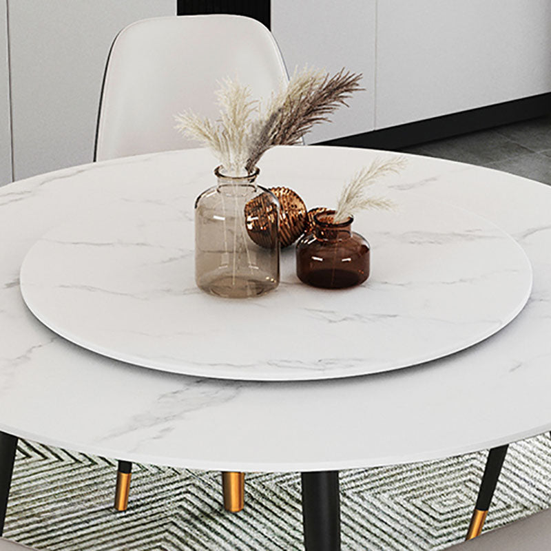 Traditional Luxury Dining Table Stone and Metal Round Tripod Base Dining Table