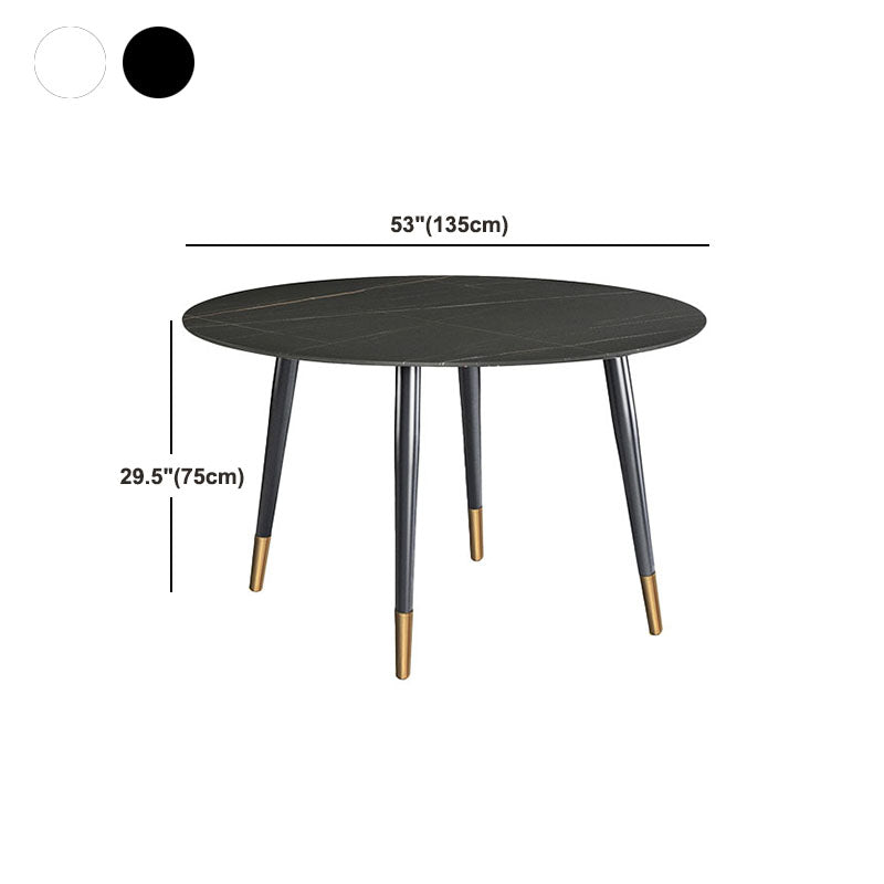 Traditional Luxury Dining Table Stone and Metal Round Tripod Base Dining Table